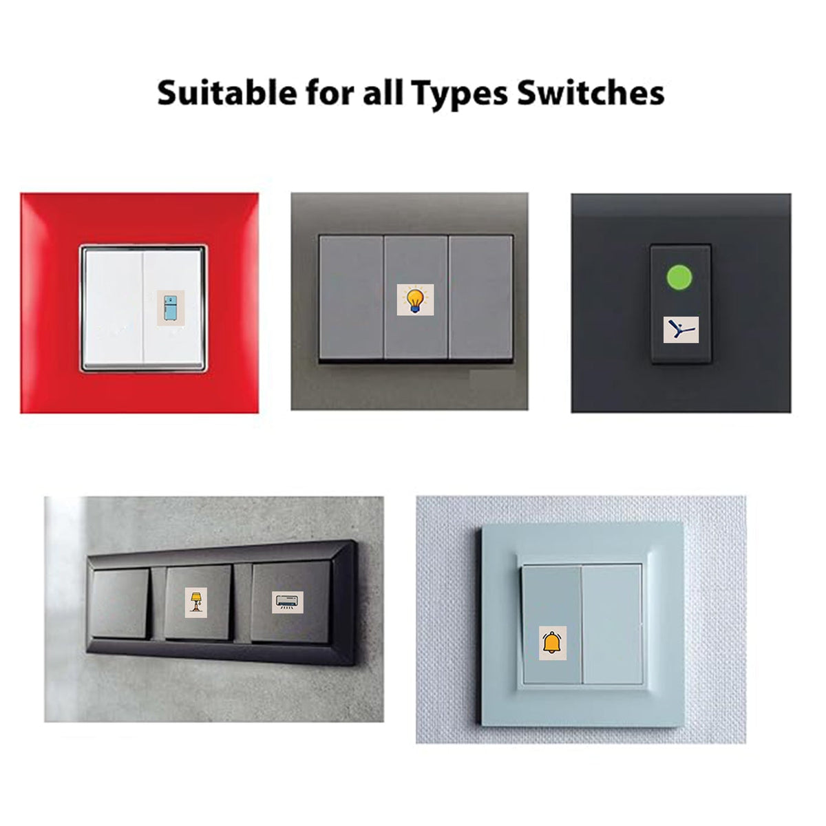Pack of 10 Sheet Smart Switch Icon Sticker Sheet (10 Sheet, multi Icons)