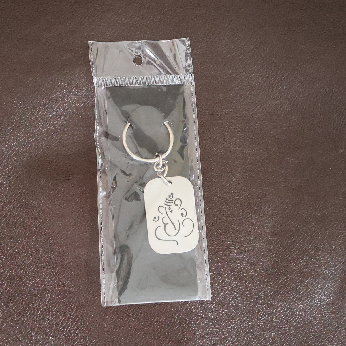 Auspicious Ganesh Cut-Out Metal Keychain - (1 Pc)