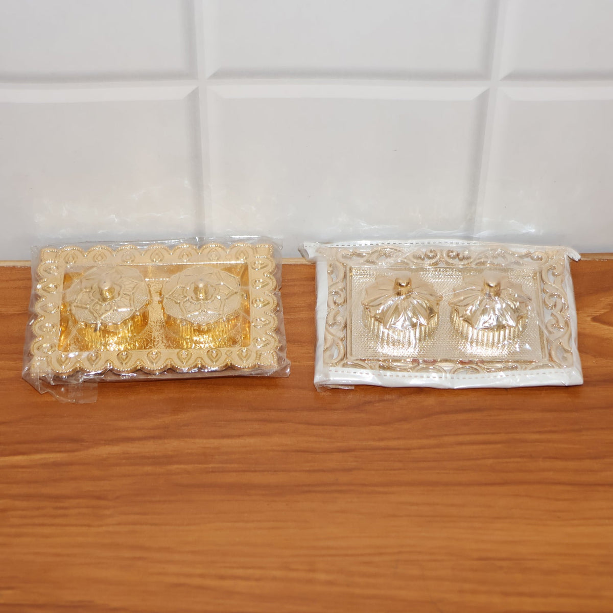 Ornate Rectangular Pooja Thali Tray - (1 Pc)