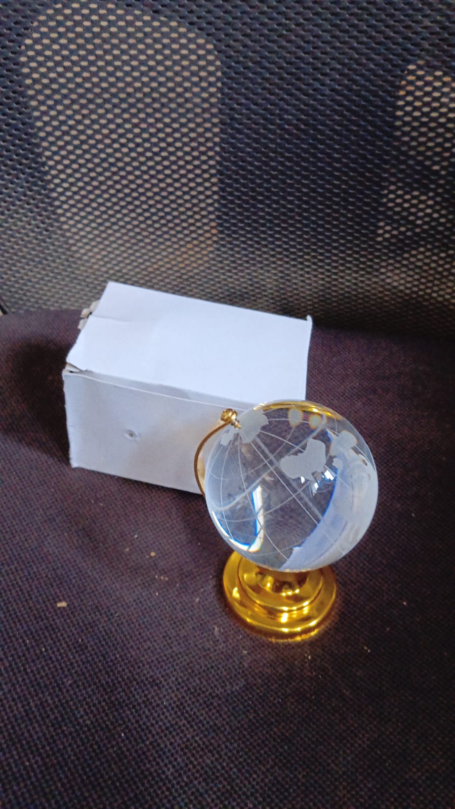 World Map with Golden Stand