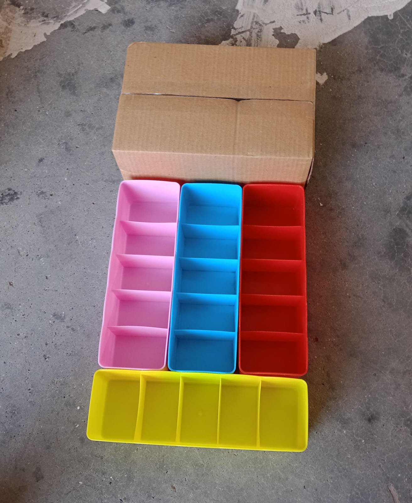 Desktop Storage Organizer Box Set - 5 Grid Compartments (4-Piece)