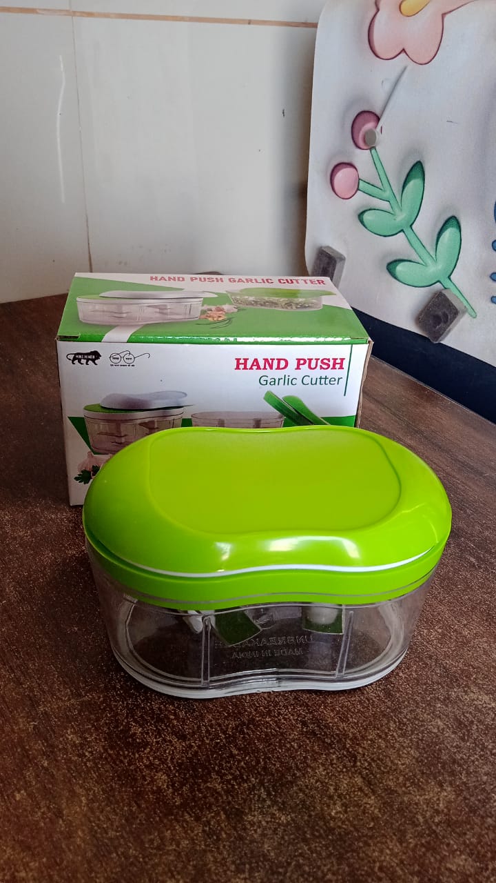 Manual Hand Push Garlic Cutter & Vegetable Chopper (1 pc)