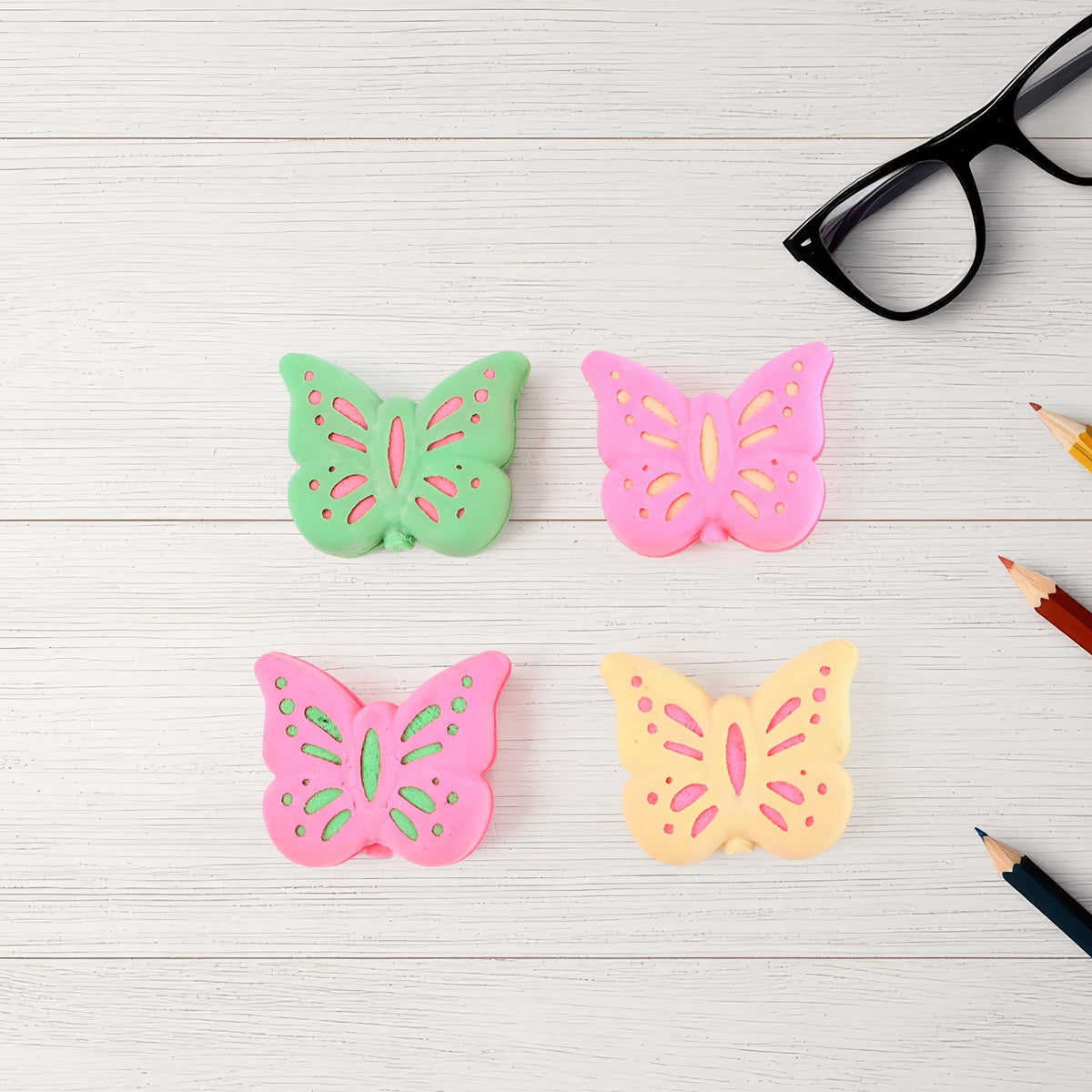 Butterfly Shape Eraser Rubber (25 Pc / Mix Colour & Design)