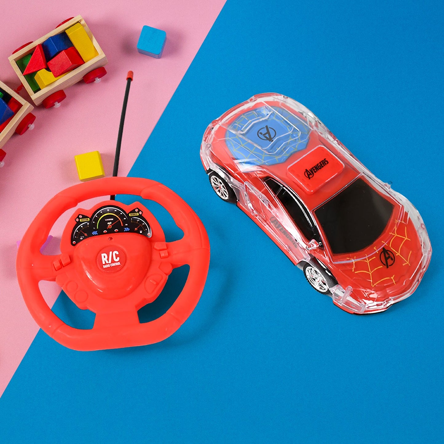 Plastic RC Racing Car – 2-Way Control with Handle Remote & Rechargeable Battery