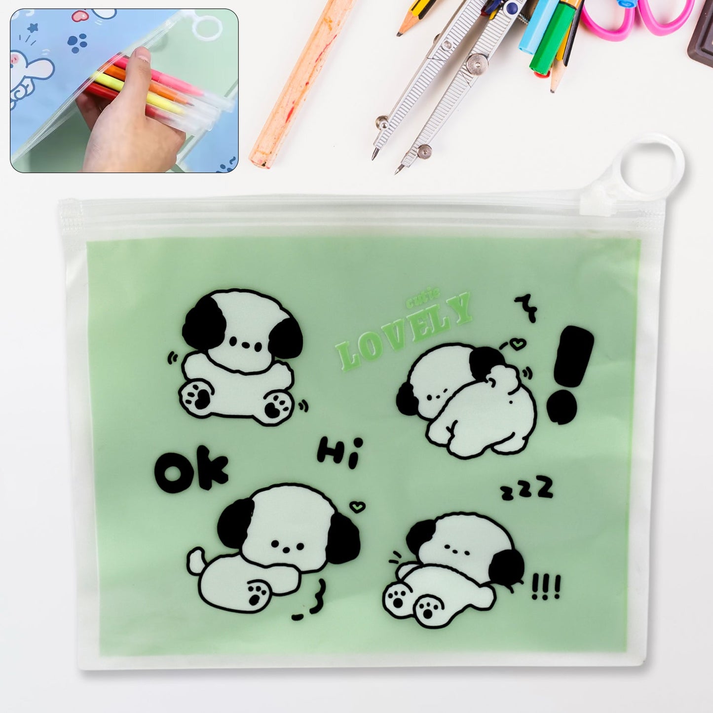 Reusable Multipurpose Pouch Pen Stationary Case Travel,   (1 Pc/ Mix Design)