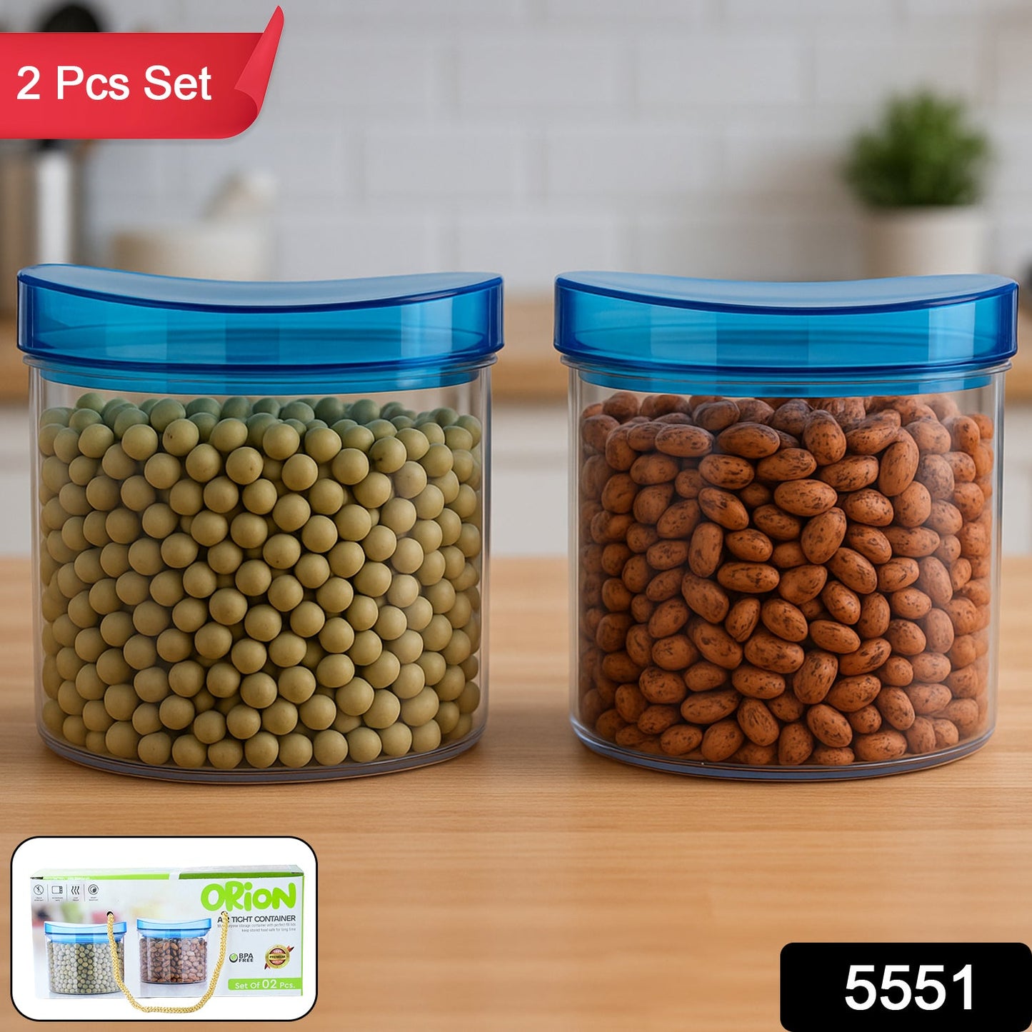 Air Tight & Unbreakable Kitchen Jar Set (2 Pcs Set)