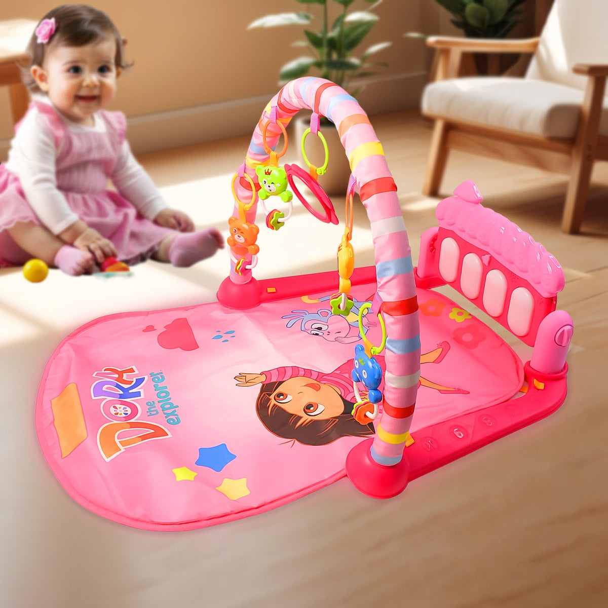 2in1 Baby Kick and Play Piano Gym Mat & Fitness Rack (1 Set)