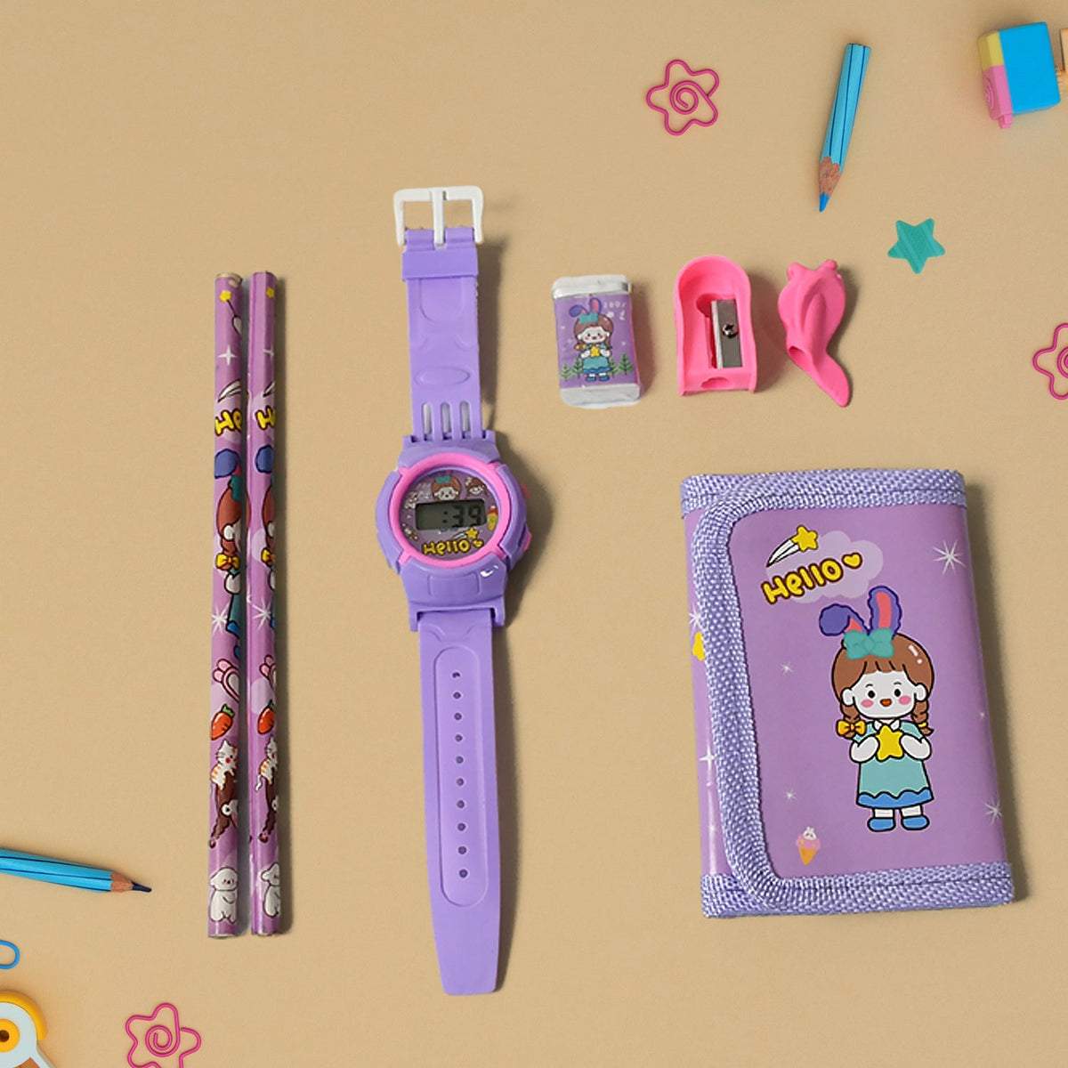 Stationery Set for Kids – 7-in-1 School Kit (Pack of 7 Pcs)