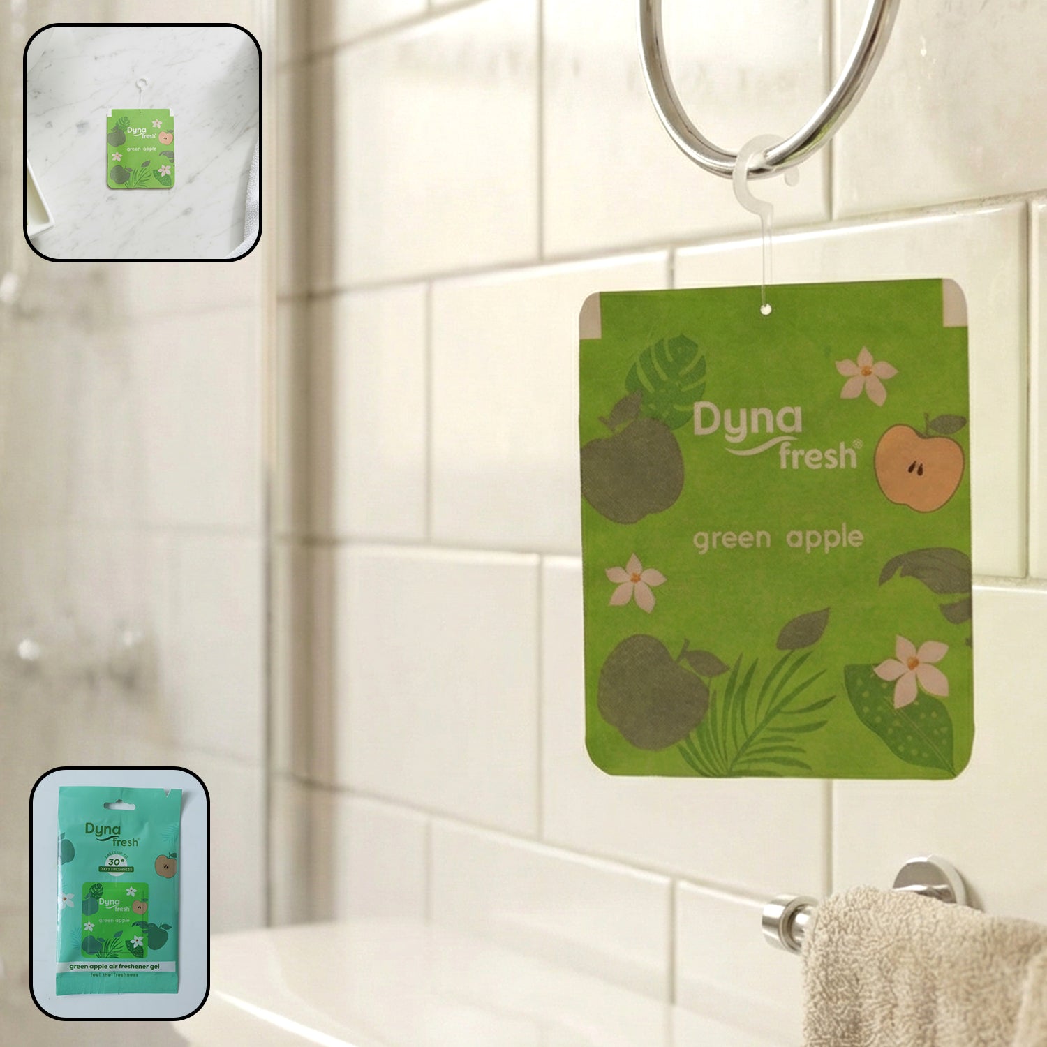Green apple hanging air freshener gel