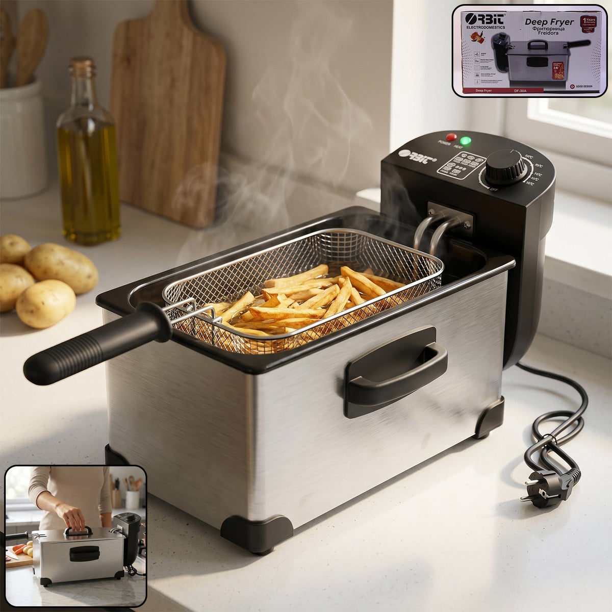 Orbit Heavy Duty 2000W Deep Fryer with 3 Litre Oil Capacity