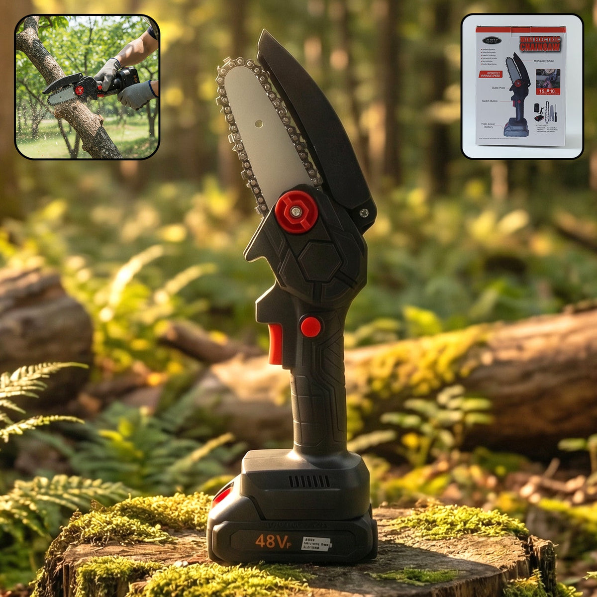mini electric cordless chainsaw 48v portable power tool