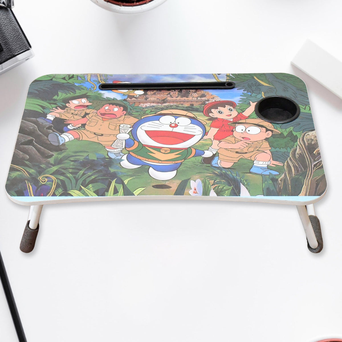 Multi Purpose Laptop Desk for Study Reading Foldable with Cupholder  58×38 cm