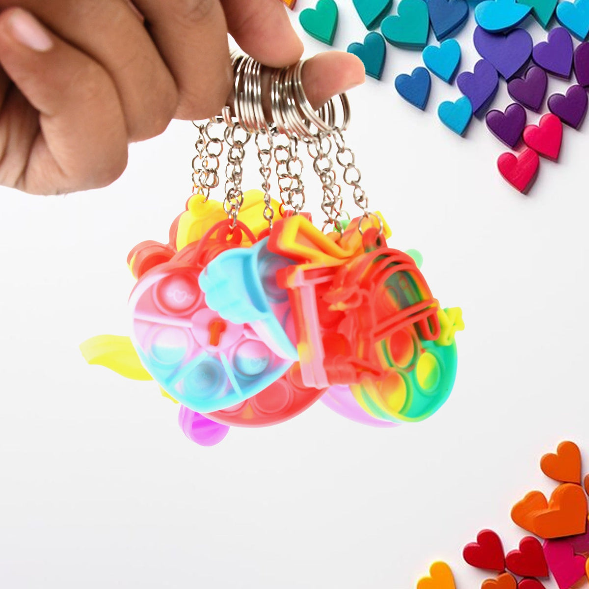 Compact Pop It Keychain – Fun Stress Relief Fidget Toy (1 Pc | Mix Design)