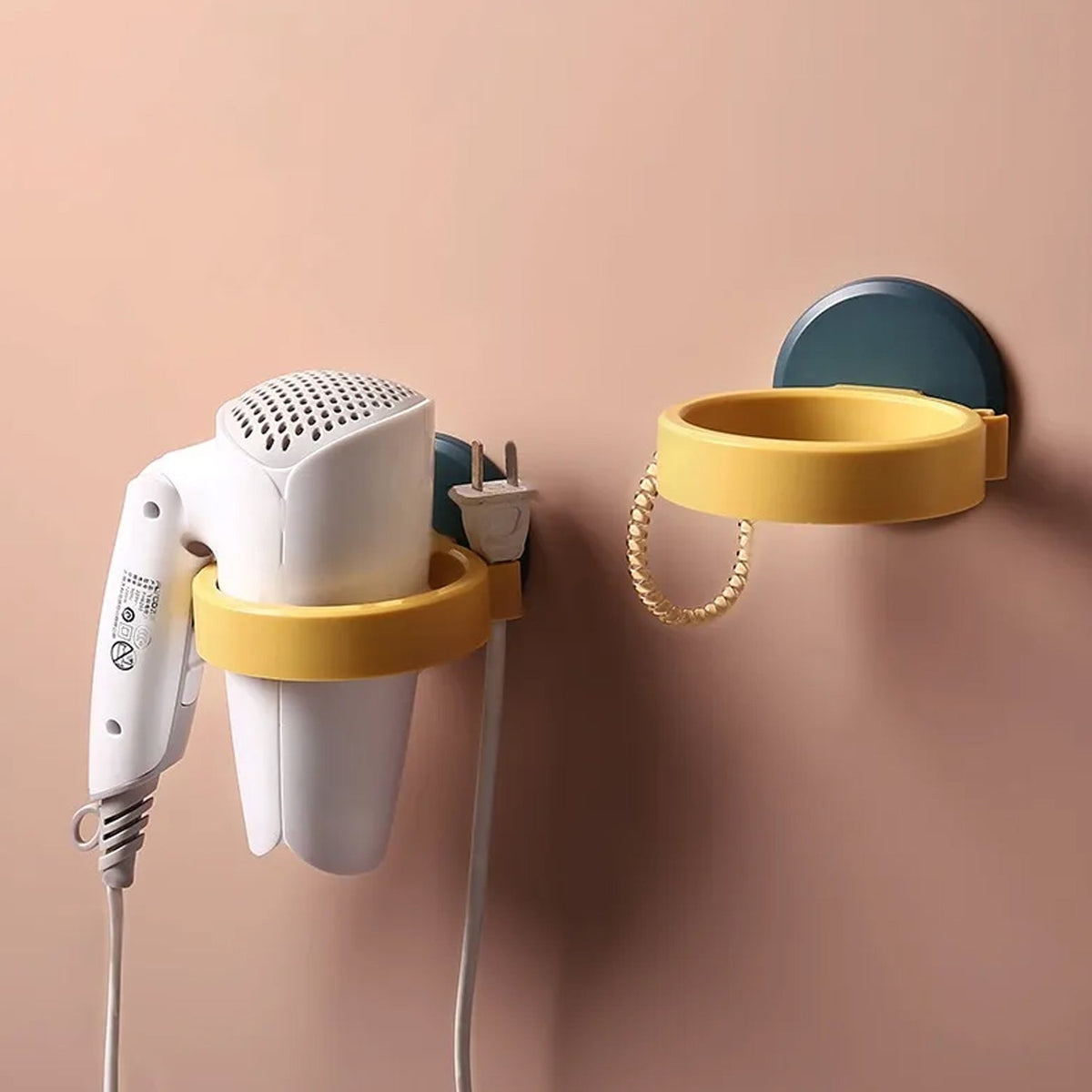 Wall Mount Hair Dryer Holder with Suction Cup, Salon / Home Use  Dryer Stand Rack (1 Pc)