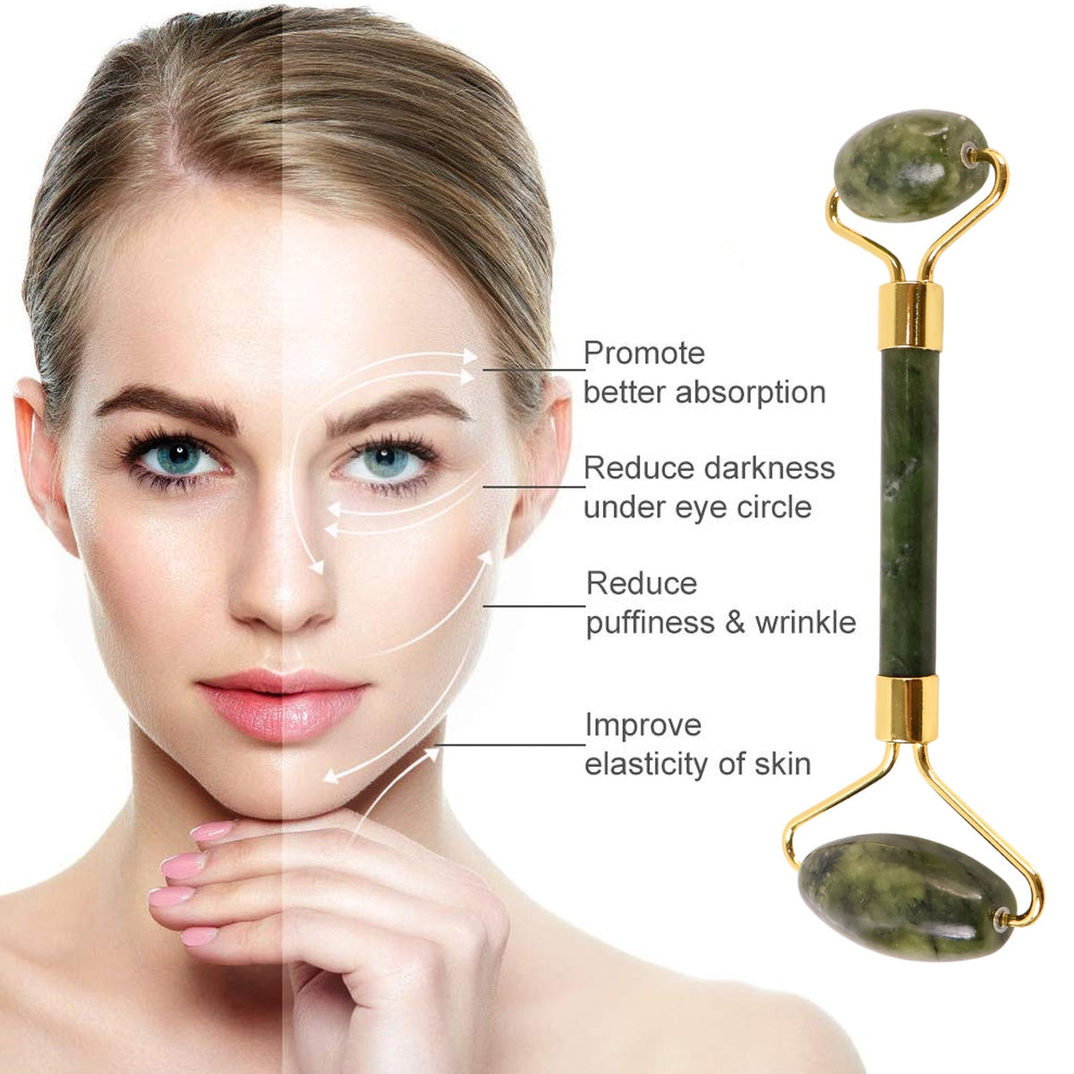 Facial Roller with Dual Jade Heads 