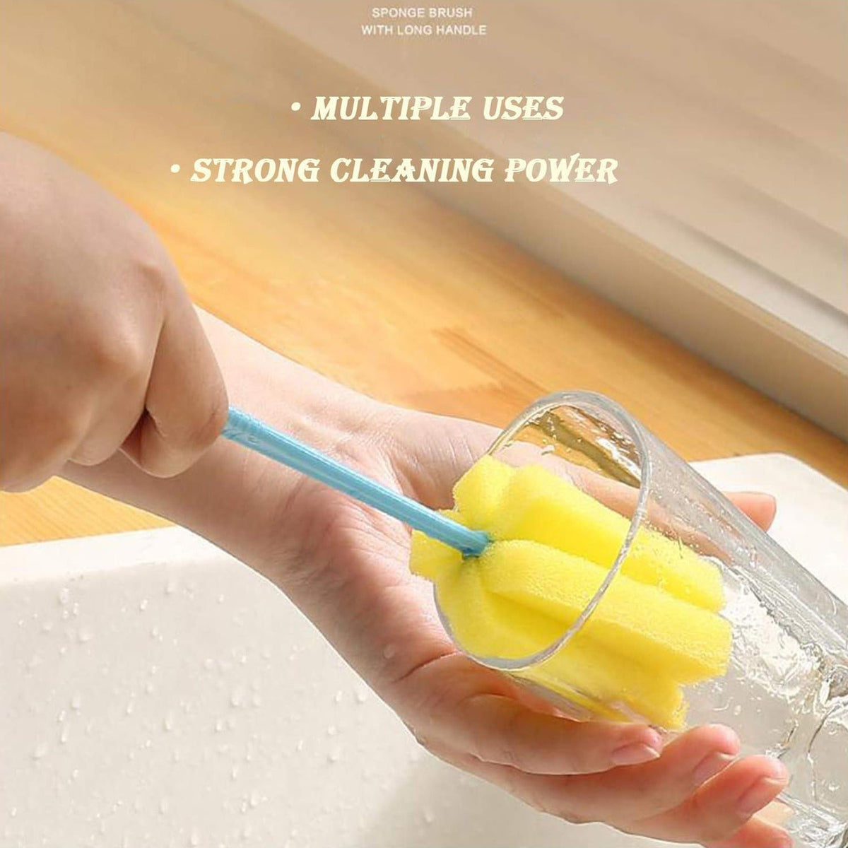 Compact 20cm sponge cleaning tool for everyday kitchen and household use