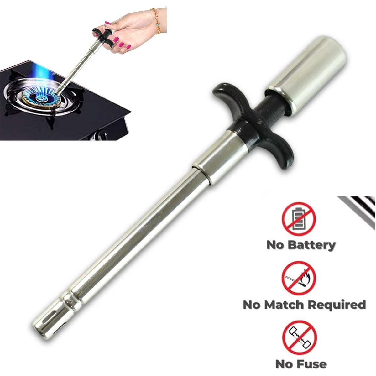 Apex Stainless Steel Kitchen Gas Stove Lighter - (1 Pc)