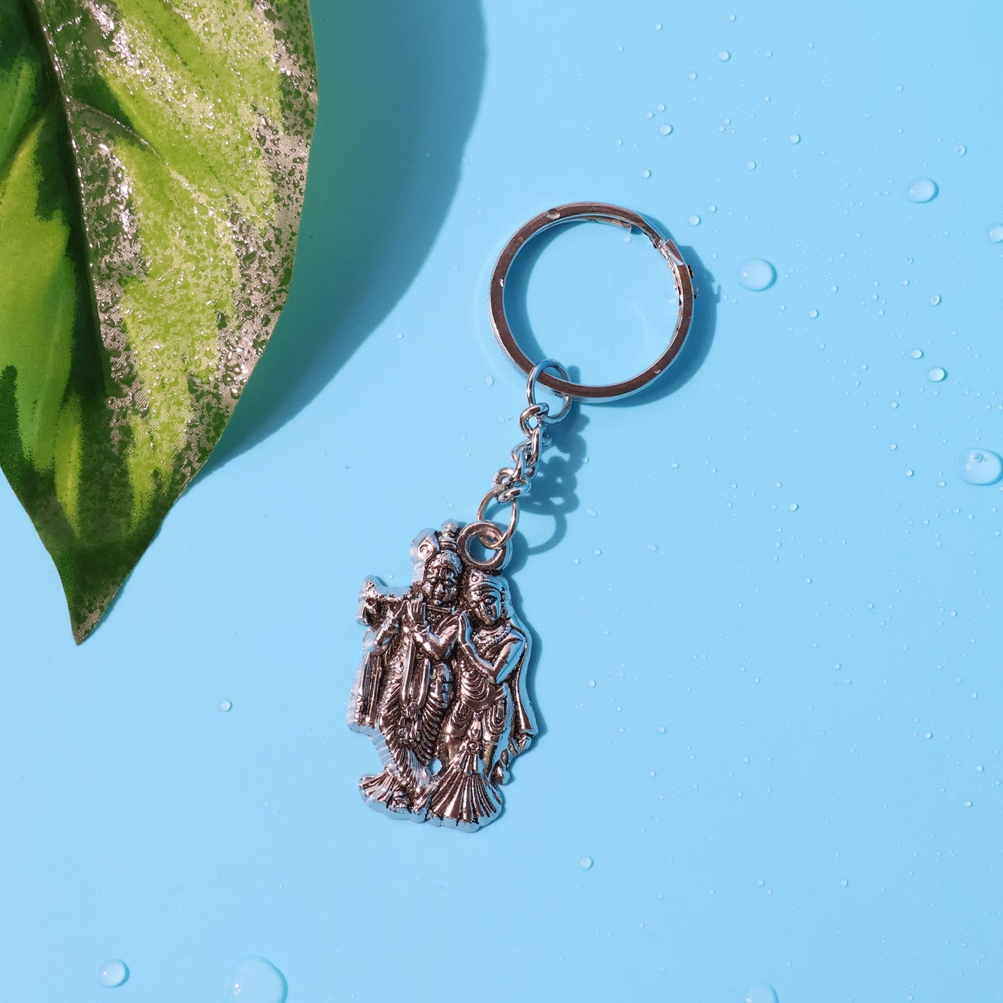 Radha Krishna Metal Keychain