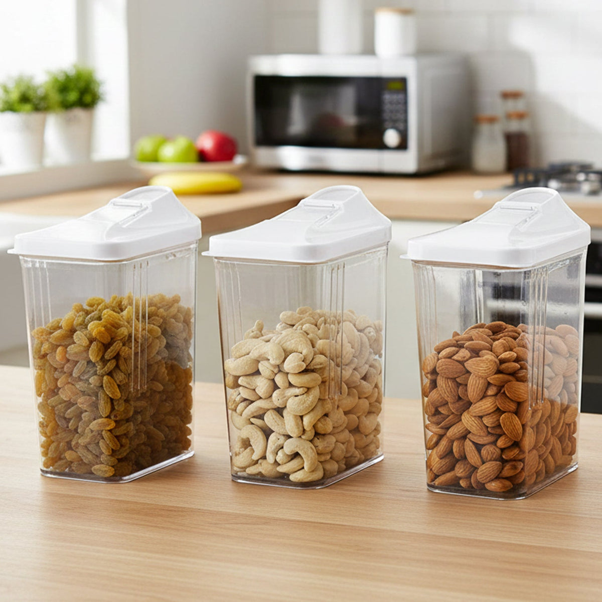 3-piece airtight kitchen containers for food storage