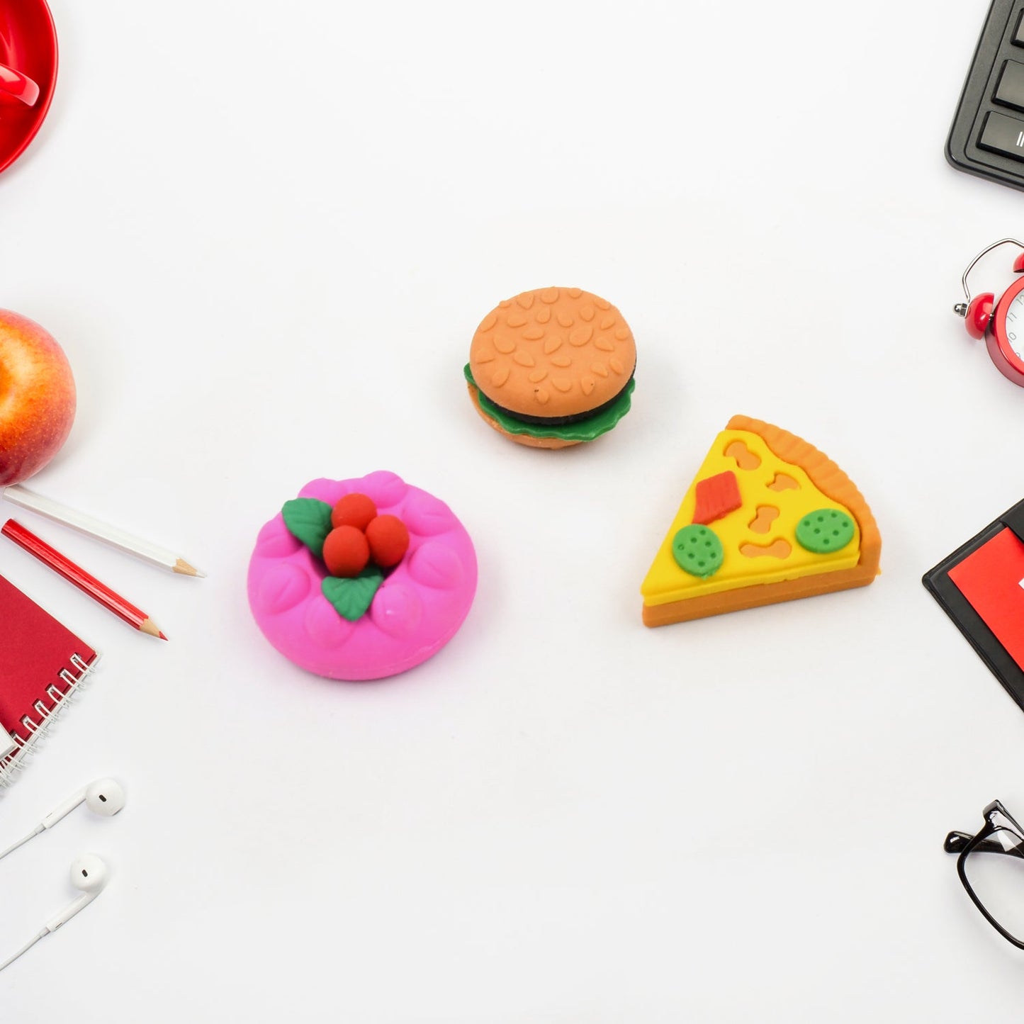 3D Food-Shaped Colorful Eraser Set – Cute Novelty Mini Erasers for Kids (5 Pc Set)
