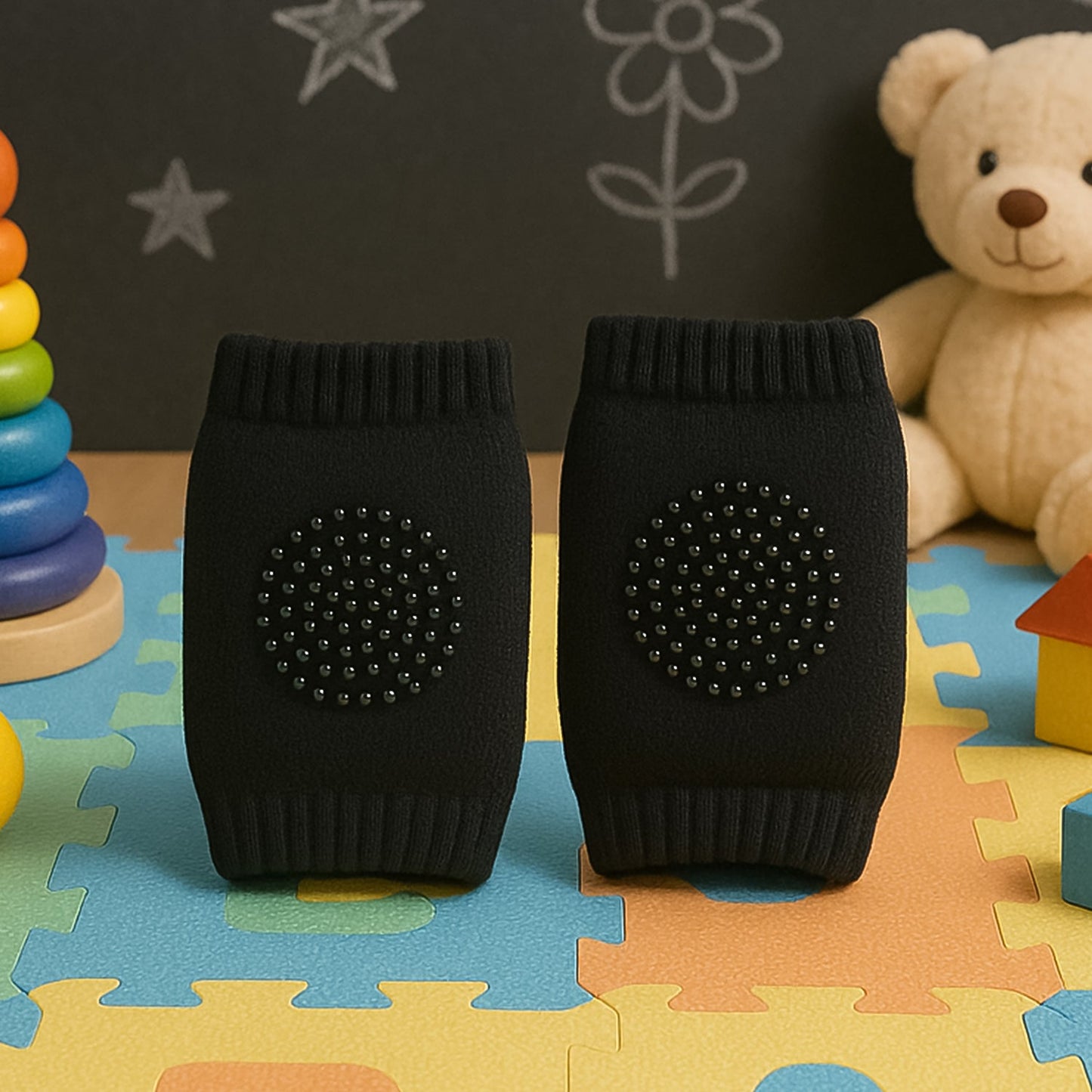 Black Wool Knee Sleeves for Baby & Toddler Use