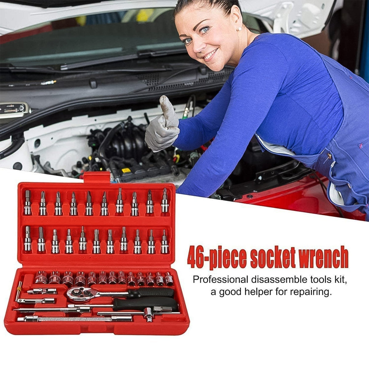  Socket 1/4 Inch Combination Repair Tool - scale