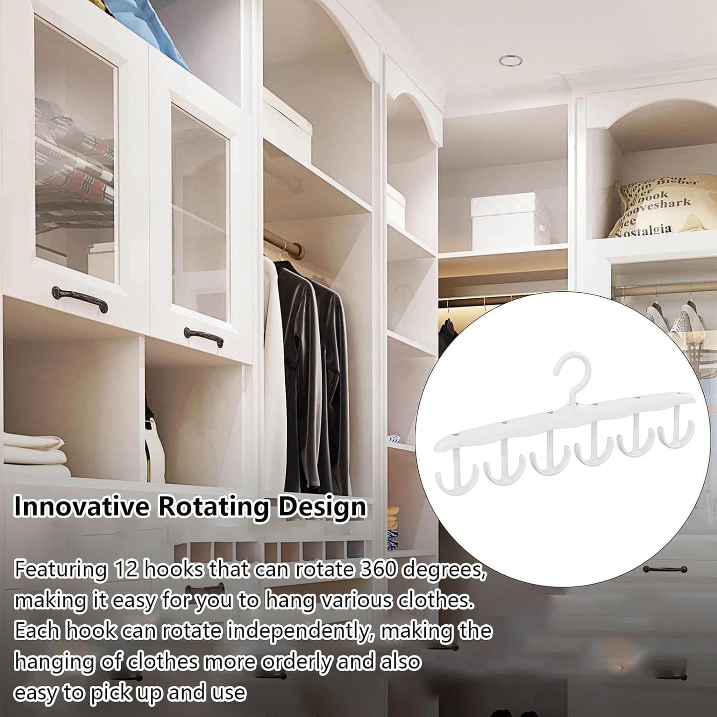 Rotatable Tank Top Hanger – Space Saving Closet Organizer Dorms & (12-Hook)