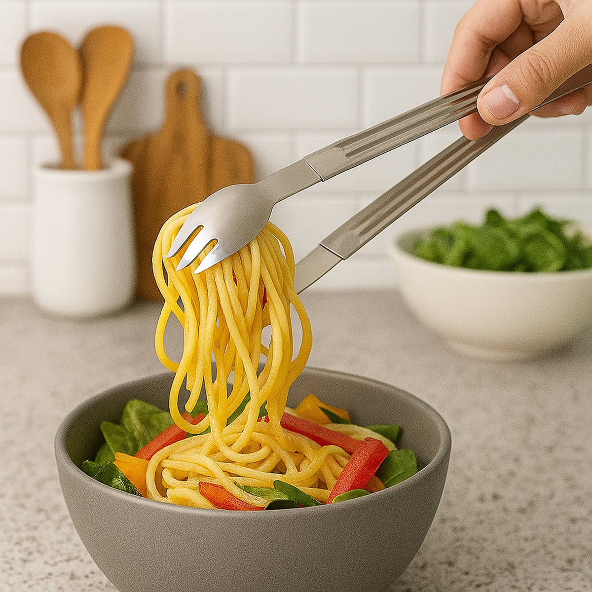Stainless Steel Multipurpose Serving Tong – 2-in-1 Pasta & Salad Tong (1 Pc)