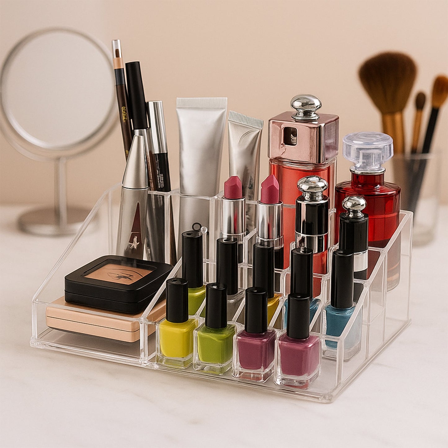 16 Compartment Cosmetic Makeup Jewellery Lipstick Storage Organiser Box