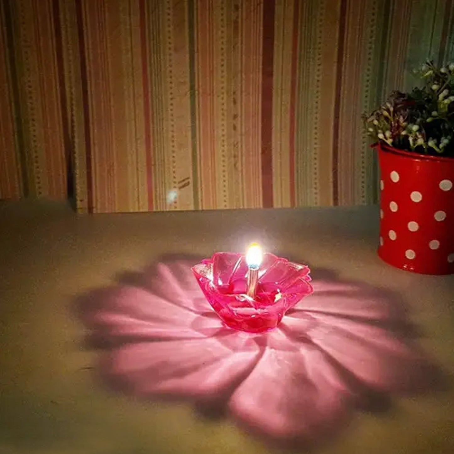 Magical Reflection Diya Set with 6 Attractive Design Cup Set Of 12 Pieces, Diwali
