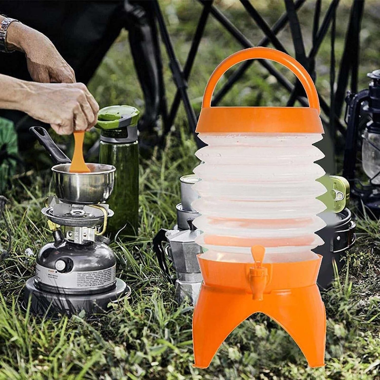 Collapsible Beverage Container with Tap Cold Drink Dispenser 3.5L Multicolor