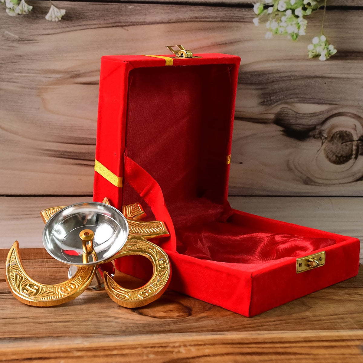 Decorative Om Symbol Brass Oil Diya