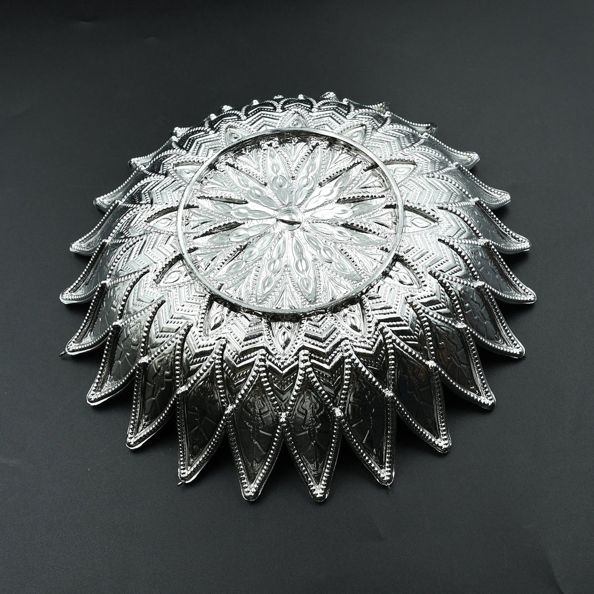Silver-finish traditional serving tray for home and gifting India