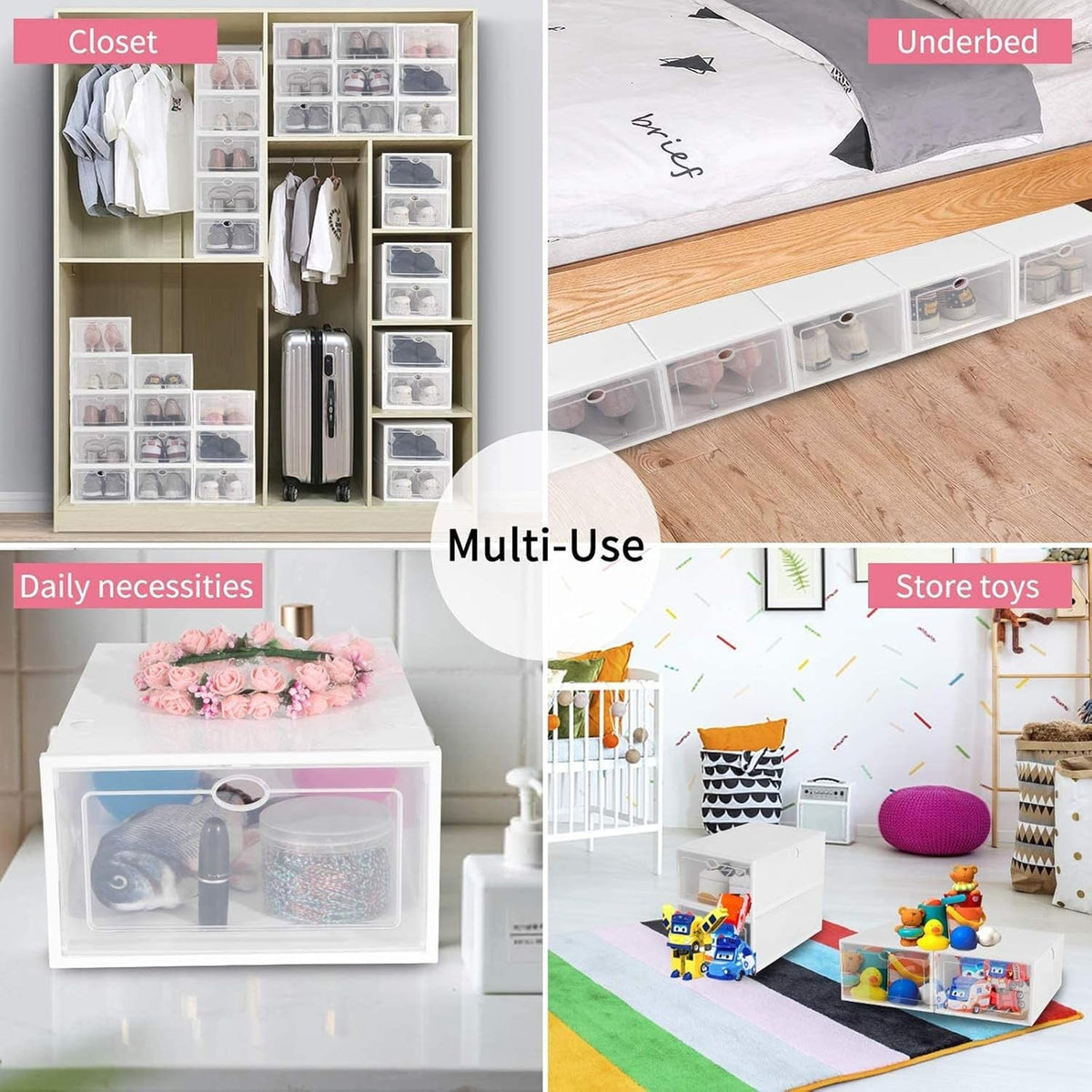 1 Layer Plastic Shoes Storage Box, Stackable Shoe Storage (1 pc / 32x21x12 CM)