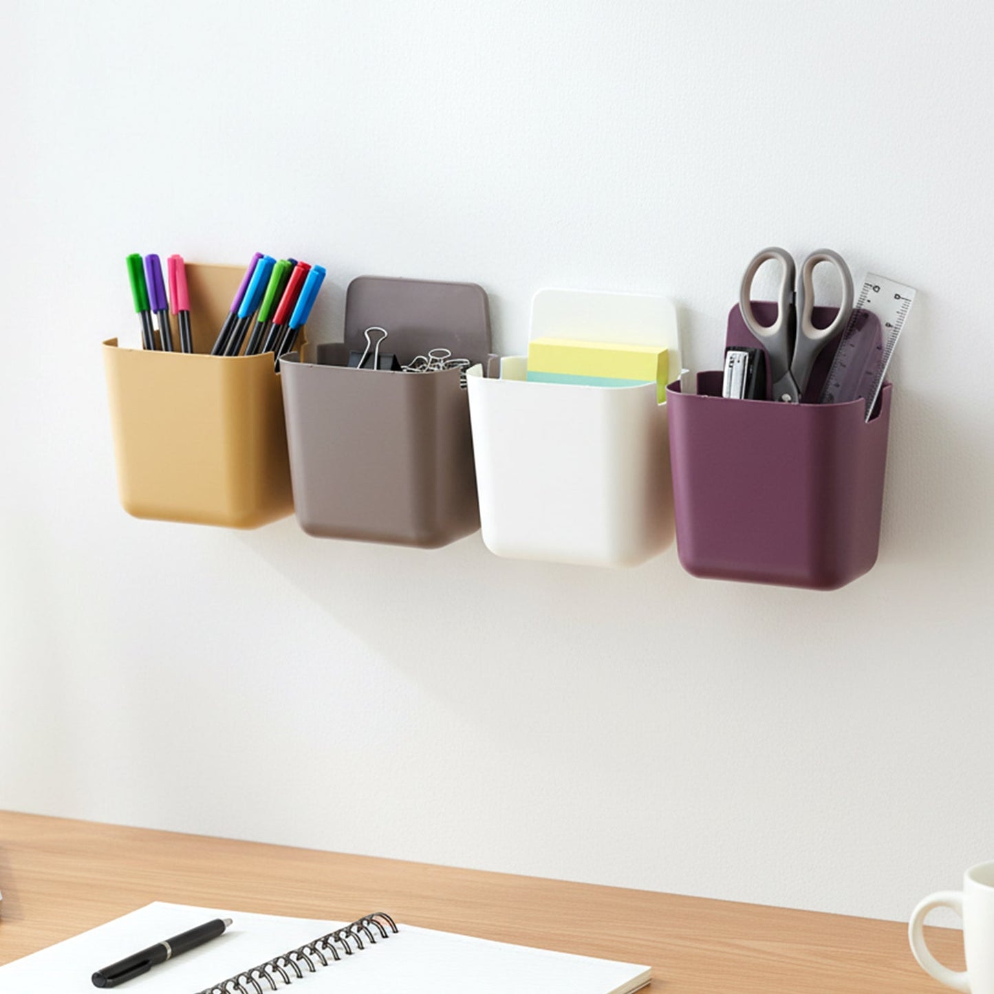 Multipurpose Plastic Wall Mounted Remote & Mobile Holder Stand – (Pack of 4 / Mix Color)