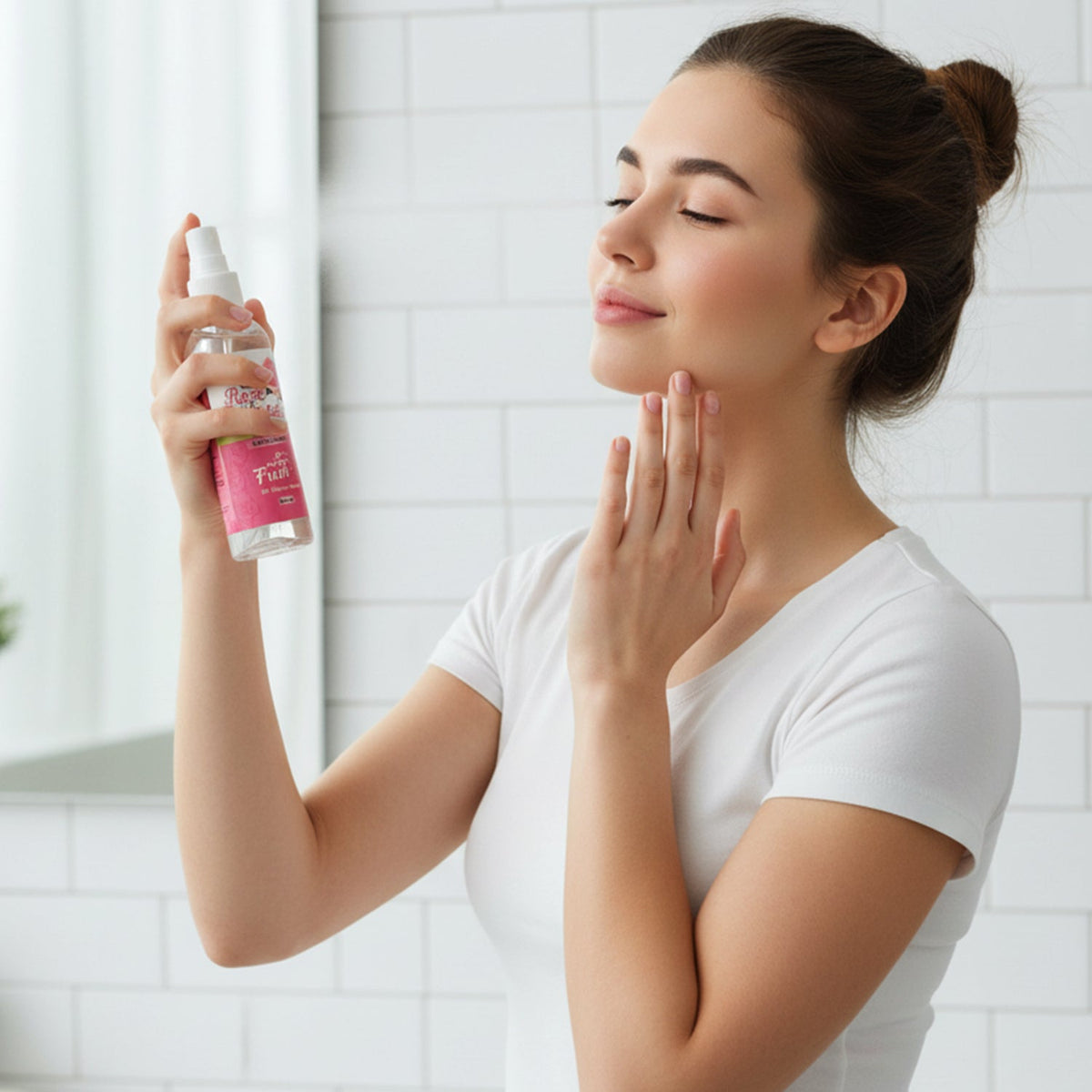 natural rose water face spray skincare set