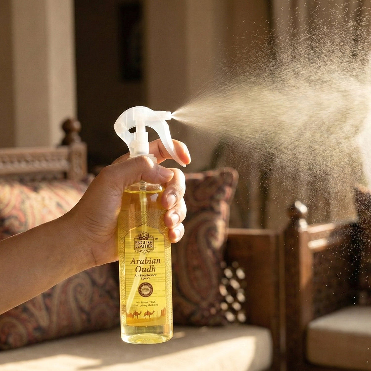 premium Arabian Oudh fragrance room spray design