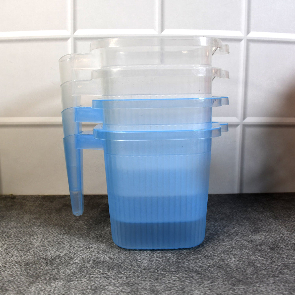 Plastic Transparent Bathroom Water Mug (4 pc / Mix colour / 1000 ML)
