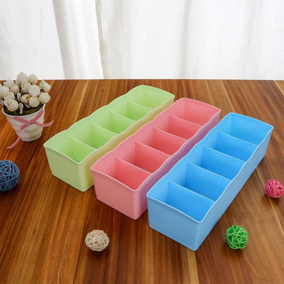 Desktop Storage Organizer Box Set - 5 Grid Compartments (4-Piece)