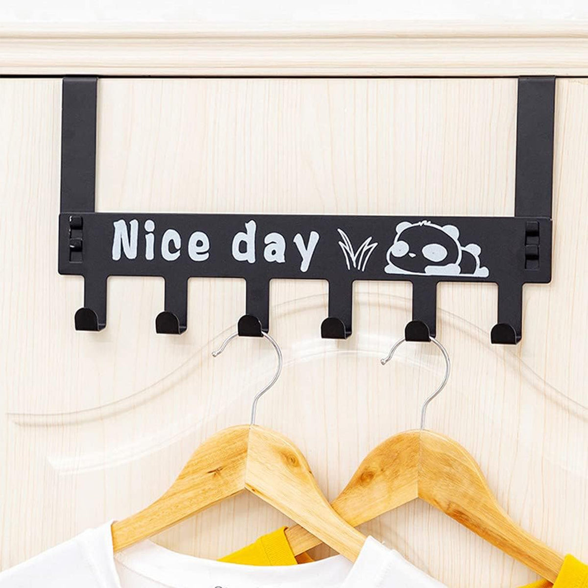 Heavy-Duty Carbon Steel Over Door Hook Rack for Towels & Coats (1 Pc, 6 Hooks)