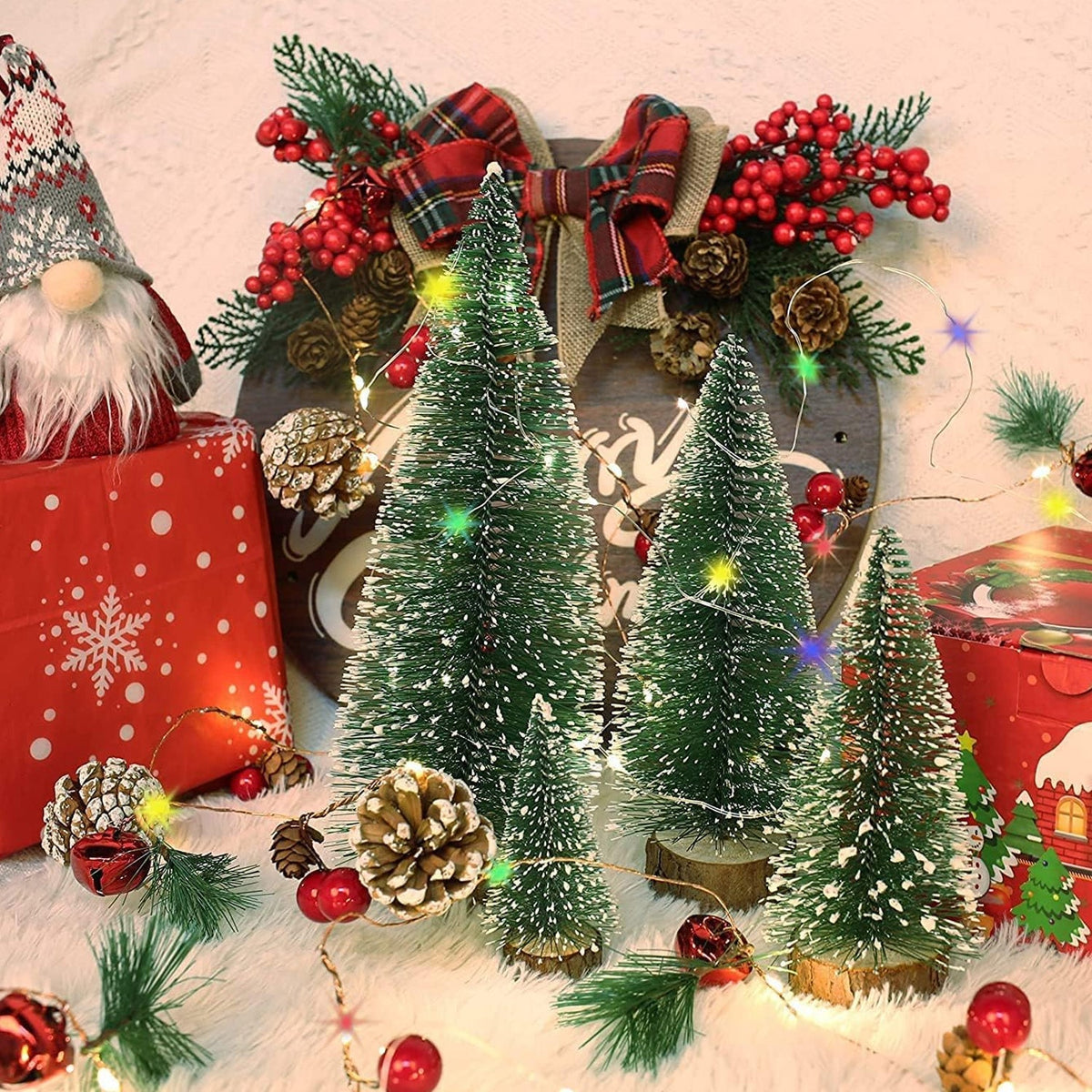 Mini Artificial Christmas Tree with Snow Effect (1 Pc)