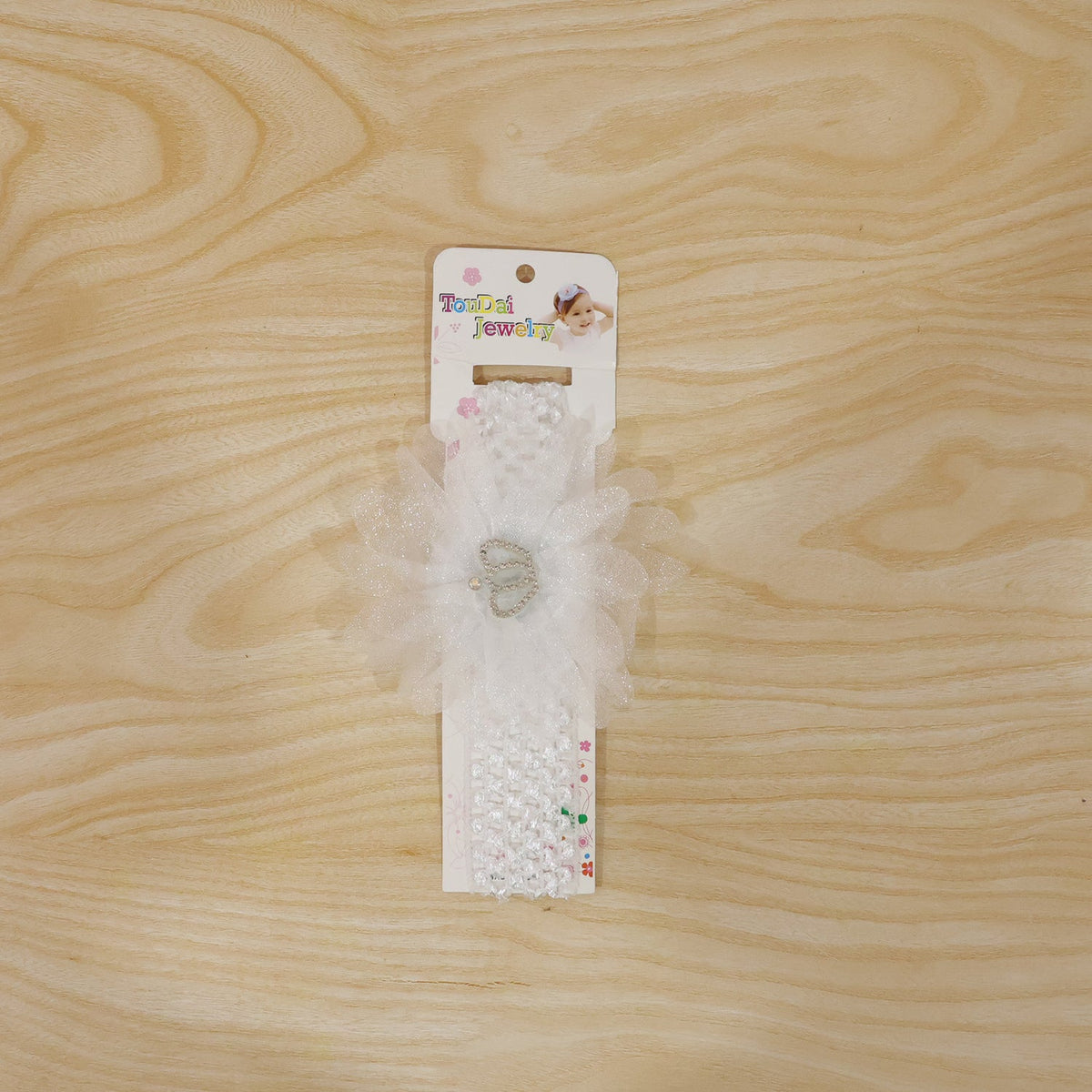 Soft Elastic Baby Hair Headband with Crown Flower Design (1 Pc)