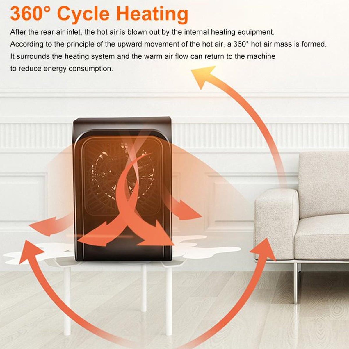 Room Heater 220V Brown Box Heater with Plug for Office & Bedroom Use