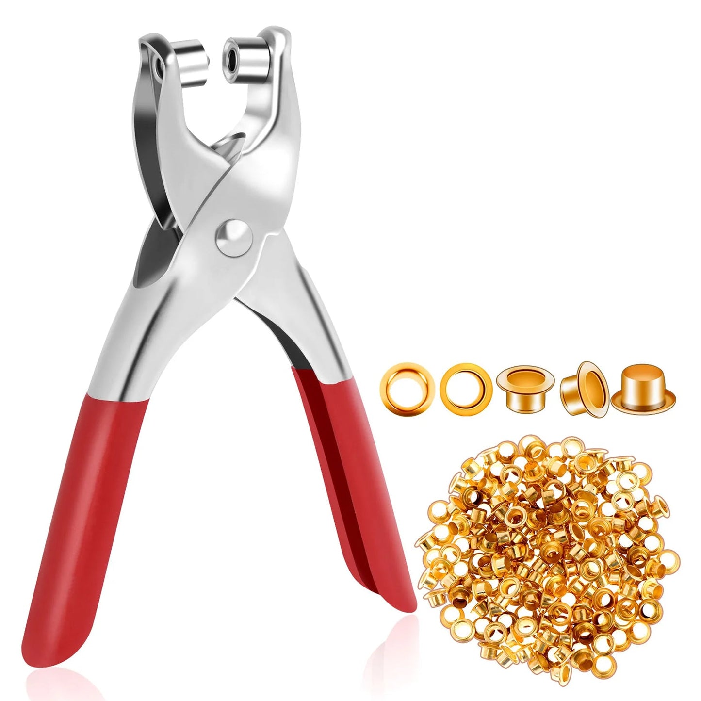 Grommet Setting Tool with 25 PCS Gold Eyelets Grommets Steel Hole Punch