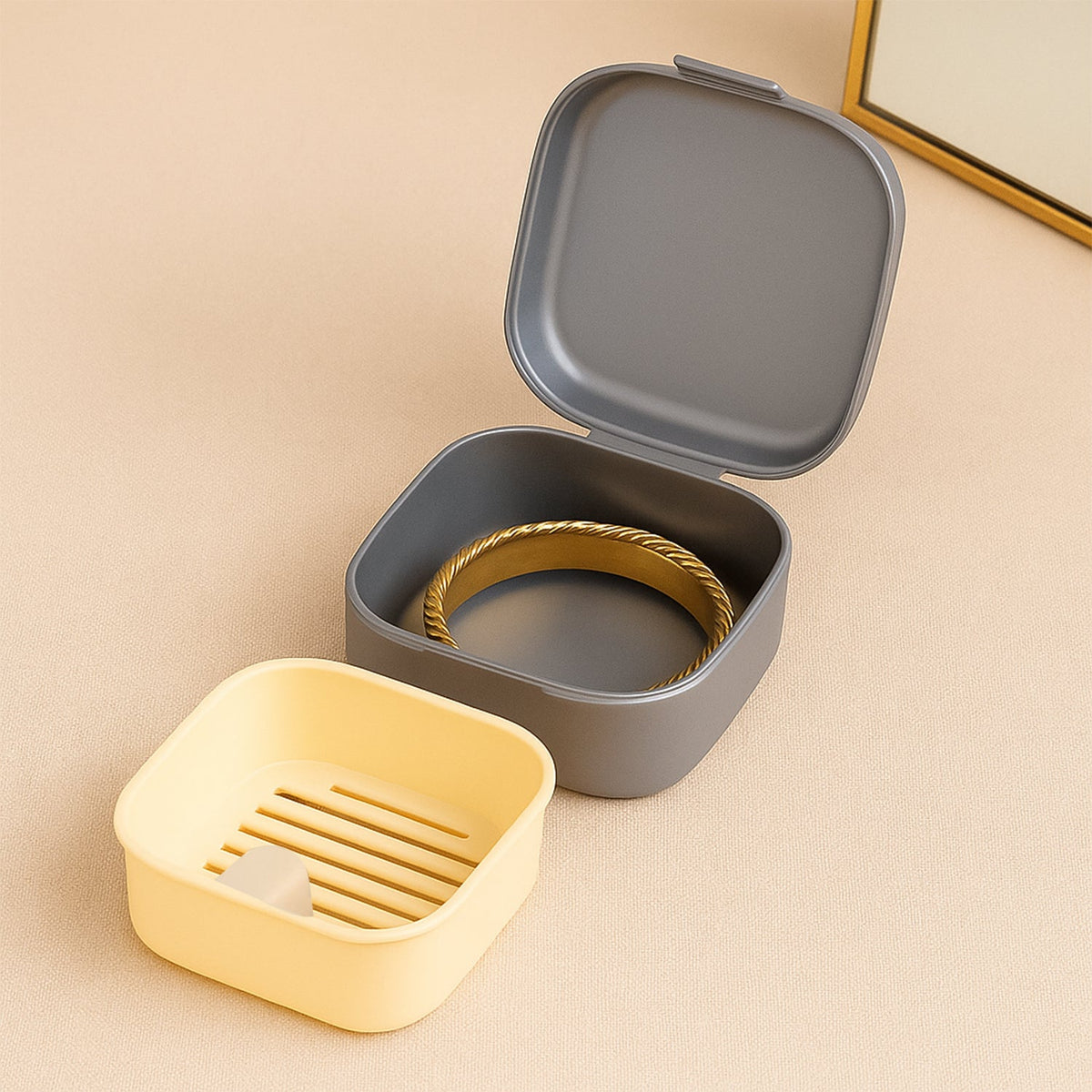 Oblivion Teeth Storage Box with Lid and Inner Tray, DENTURE CASE (1 Pc)