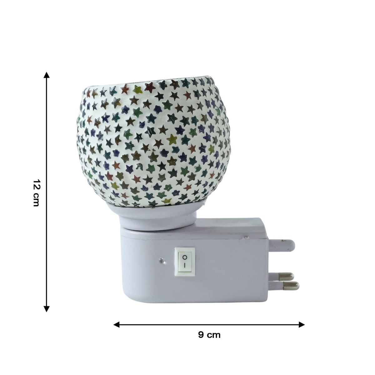 Decorative Star Pattern Kapoor Dani Mosaic Glass Plug-In Night Lamp (1 Pc)
