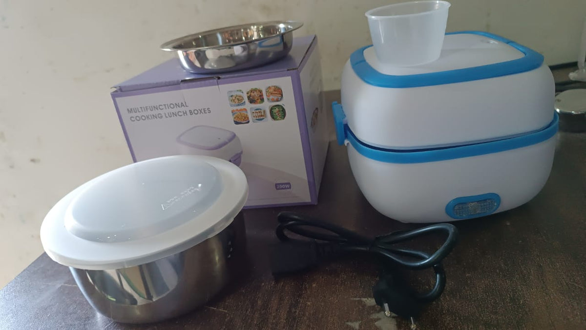 Electric Lunch Box, 3 In 1 Food Heater / Cooker / Steamer with Stainless (1 Set)