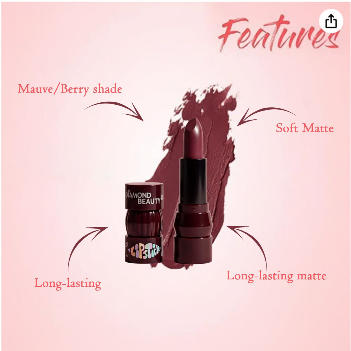 Premium Diamond Beauty Matte Lipstick (Mix Color / 1 Pc)