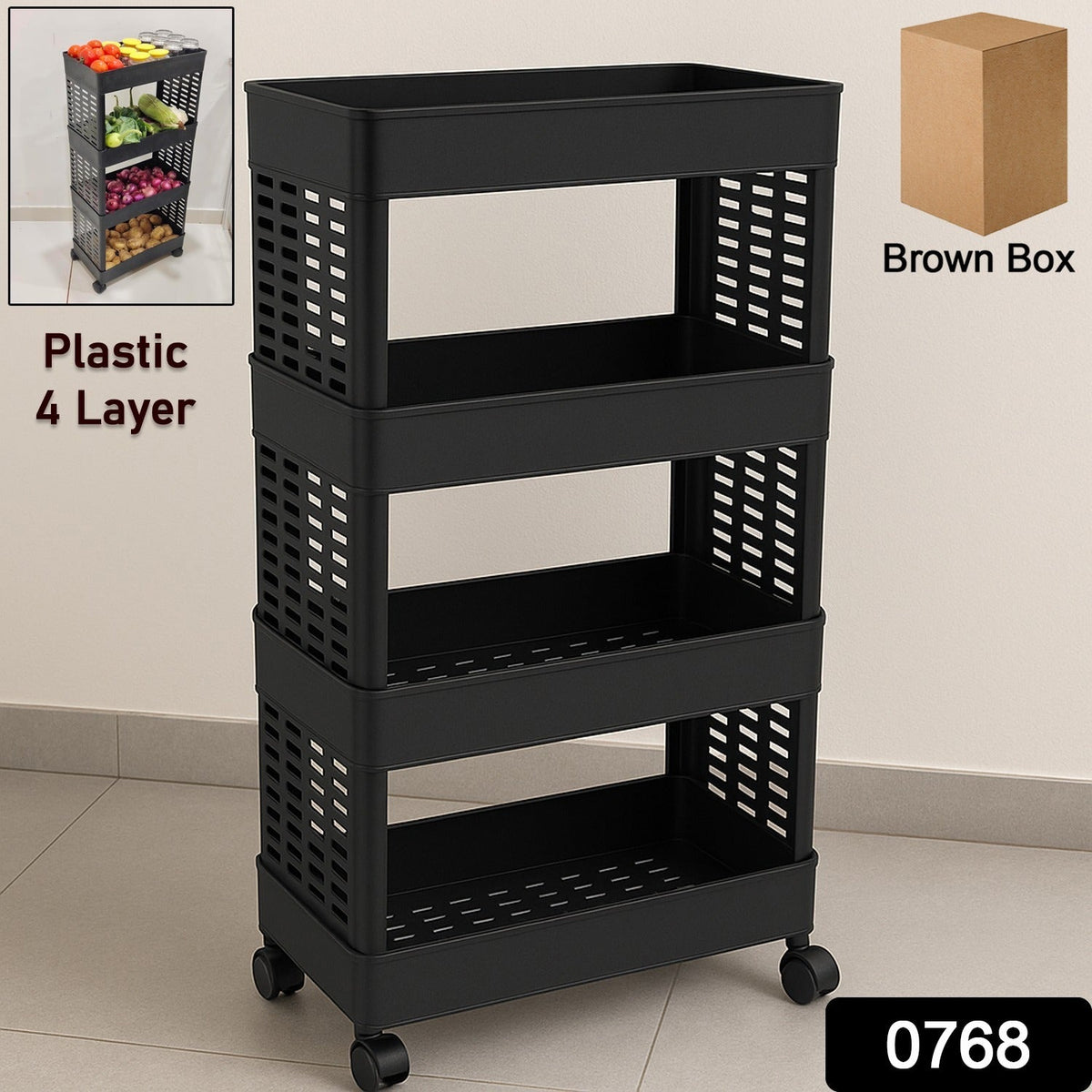  4-Layer Plastic Storage Rack Wheels - lifestyle