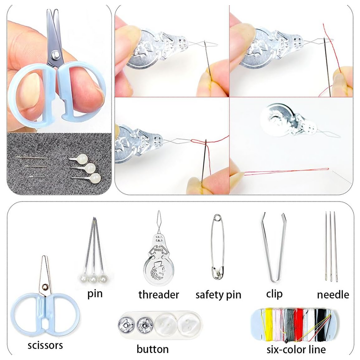 Mini Travel Sewing Kit for Beginners with Threads & Scissors
